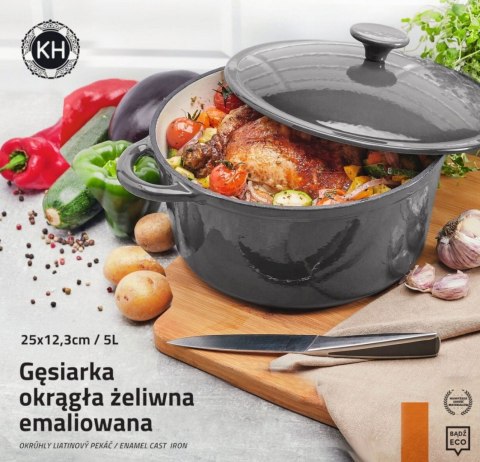 GARNEK ŻELIWNY EMALIOWANY 5.0L KONIGHOFFER KG-6220 Szary