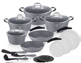 GARNKI GRANITOWE 18 ELE BERLINGER HAUS GRAY STONE TOUCH BH-6196