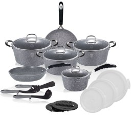 GARNKI GRANITOWE 18 ELE BERLINGER HAUS GRAY STONE TOUCH BH-6196