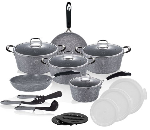 GARNKI GRANITOWE 18 ELE BERLINGER HAUS GRAY STONE TOUCH BH-6196