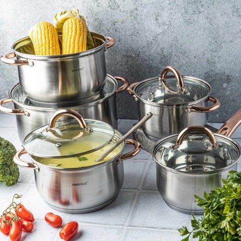 GARNKI STALOWE 10 EL. KINGHOFF ROSEGOLD KH-1764