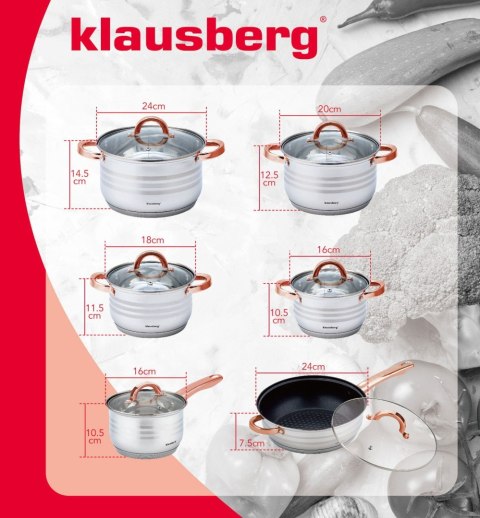 GARNKI STALOWE 12 EL. 2.1/2.1/2.9/3.4/3.9/6.6L KLAUSBERG KB-7700