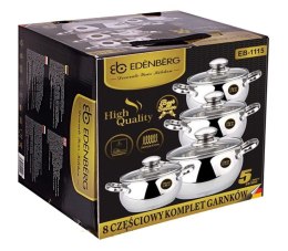 GARNKI STALOWE 8 ELEMENTÓW EDENBERG EB-1115