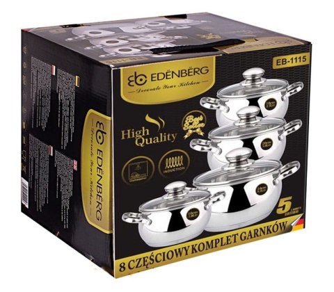 GARNKI STALOWE 8 ELEMENTÓW EDENBERG EB-1115
