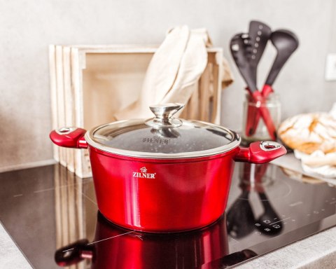 GARNKI z POWŁOKĄ GRANITOWĄ 6 EL. ZILNER CHERRY RED ZL-8561