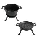 KOCIOŁEK ŻELIWNY MYŚLIWSKI 10L Z PATELNIĄ GRILL 2 W 1 KINGHOFF KH-1734