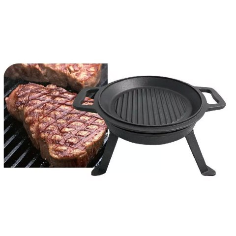 KOCIOŁEK ŻELIWNY MYŚLIWSKI 10L Z PATELNIĄ GRILL 2 W 1 KINGHOFF KH-1734