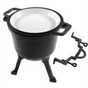 KOCIOŁEK ŻELIWNY MYŚLIWSKI 11L EMALIOWANY Z PATELNIĄ GRILLOWĄ ROSSNER MK-206