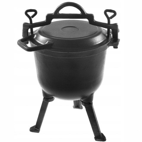 KOCIOŁEK ŻELIWNY MYŚLIWSKI 11L Z PATELNIĄ GRILLOWĄ ROSSNER PMP211