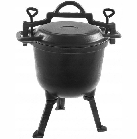 KOCIOŁEK ŻELIWNY MYŚLIWSKI 8L EMALIOWANY Z PATELNIĄ GRILLOWĄ ROSSNER MK-204