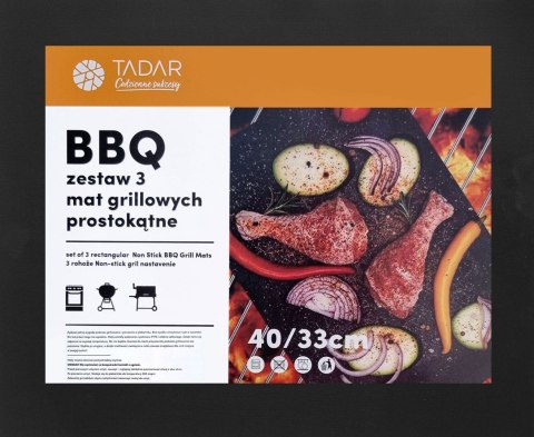KOMPLET 3 MAT GRILLOWYCH BBQ 40 X 33 CM MATY NIEPRZYWIERAJĄCE PTFE TADAR TD-2185