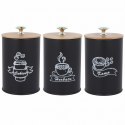 KOMPLET 3 POJEMNIKÓW KAWA HERBATA CUKIER 16X9,5CM BRUNBESTE BB-2682 (NAPISY PL)