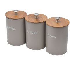 KOMPLET 3 POJEMNIKÓW KAWA HERBATA CUKIER KRISBERG KS-2649 / 2732