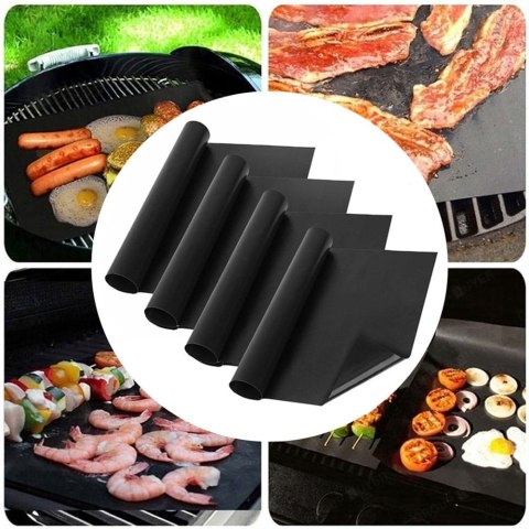 KOMPLET 4 MAT DO GRILLA BBQ 40 X 30 CM MATY NIEPRZYWIERAJĄCE PTFE BRUNBESTE BB-3367