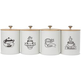 KOMPLET 4 POJEMNIKÓW KAWA HERBATA CUKIER SÓL 15X11CM BRUNBESTE BB-2780 (NAPISY PL)