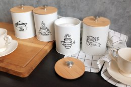 KOMPLET 4 POJEMNIKÓW KAWA HERBATA CUKIER SÓL 15X11CM BRUNBESTE BB-2780 (NAPISY PL)