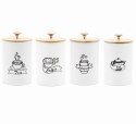 KOMPLET 4 POJEMNIKÓW KAWA HERBATA CUKIER SÓL 16X9,5CM BRUNBESTE BB-2674 (NAPISY ENG)