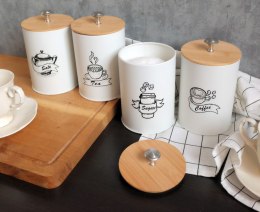 KOMPLET 4 POJEMNIKÓW KAWA HERBATA CUKIER SÓL 16X9,5CM BRUNBESTE BB-2674 (NAPISY ENG)
