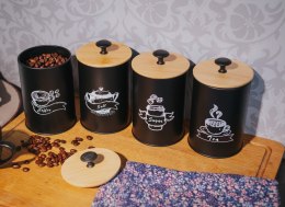 KOMPLET 4 POJEMNIKÓW KAWA HERBATA CUKIER SÓL 16X9,5CM BRUNBESTE BB-2675 (NAPISY ENG)