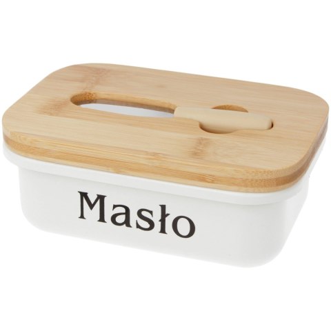 KOMPLET 5 POJEMNIKÓW KAWA HERBATA CUKIER SÓL + MASELNICZKA 15X11CM BRUNBESTE BB-2689 (NAPISY PL)