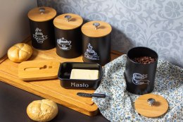 KOMPLET 5 POJEMNIKÓW KAWA HERBATA CUKIER SÓL + MASELNICZKA 15X11CM BRUNBESTE BB-2690 (NAPISY PL)