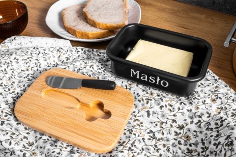 KOMPLET 5 POJEMNIKÓW KAWA HERBATA CUKIER SÓL + MASELNICZKA 15X11CM BRUNBESTE BB-2690 (NAPISY PL)