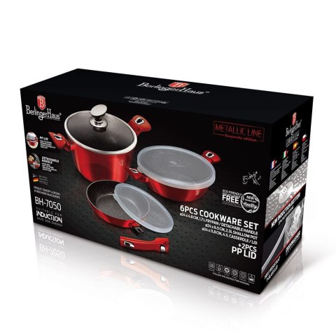 KOMPLET GARNKÓW 6-ele 24cm BERLINGER HAUS METALLIC LINE BURGUNDY BH-7050
