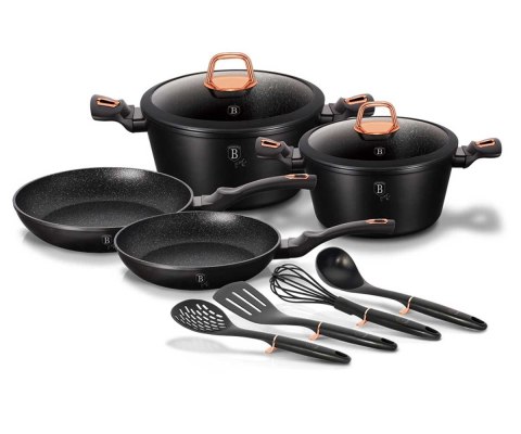 KOMPLET GARNKÓW POWŁOKA GRANIT 10 EL. BERLINGER HAUS BLACK ROSE BH-6149