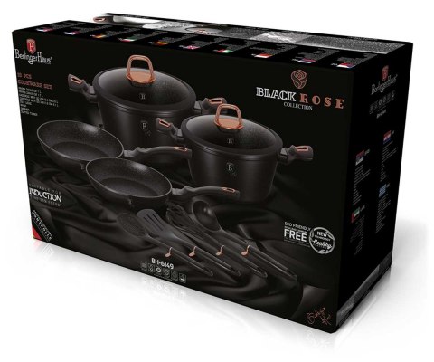 KOMPLET GARNKÓW POWŁOKA GRANIT 10 EL. BERLINGER HAUS BLACK ROSE BH-6149