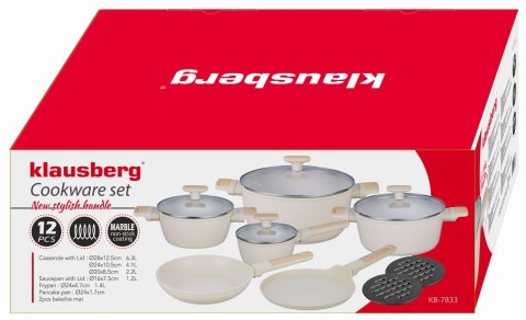 KOMPLET GARNKÓW Z MAMUROWĄ POWŁOKĄ NIEPRZYWIERAJĄCĄ 12-ELE KLAUSBERG KB-7833