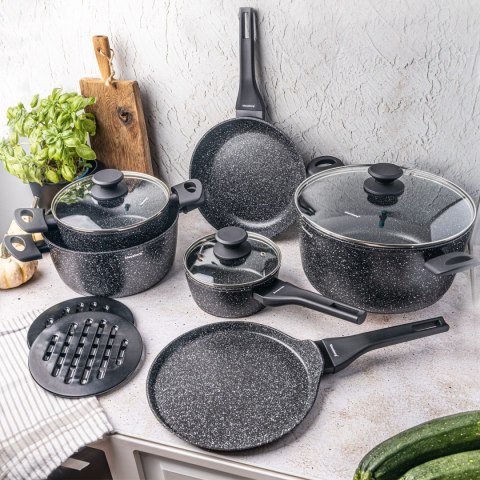 KOMPLET GARNKÓW Z MARMURKOWĄ POWŁOKĄ NIEPRZYWIERAJĄCĄ 12-ELE KLAUSBERG KB-7658