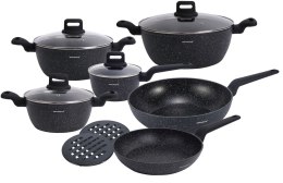 KOMPLET GARNKÓW Z MARMURKOWĄ POWŁOKĄ NIEPRZYWIERAJĄCĄ 12-ELE KLAUSBERG KB-7675