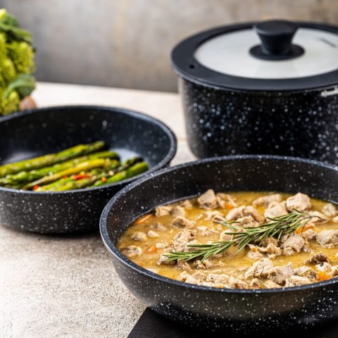 KOMPLET GARNKÓW Z MARMURKOWĄ POWŁOKĄ NIEPRZYWIERAJĄCĄ 5-ELE KLAUSBERG KB-7858