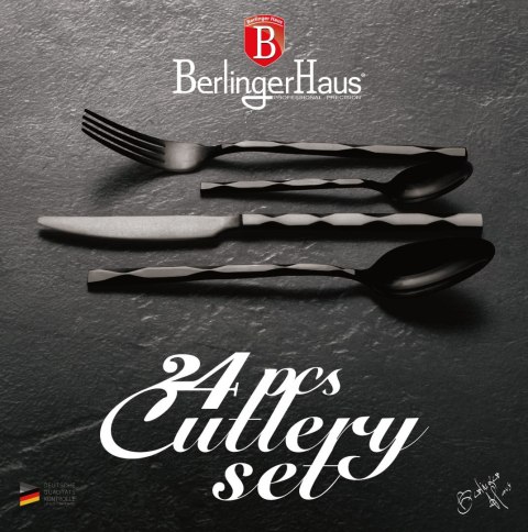 KOMPLET SZTUĆCÓW 24-EL. BŁYSZCZĄCE BERLINGER HAUS BLACK ROYAL BH-2622