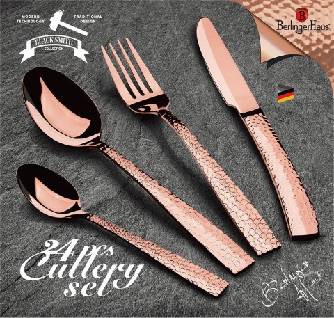 KOMPLET SZTUĆCÓW 24 EL. BŁYSZCZĄCE BERLINGER HAUS ROSE GOLD BH-2617