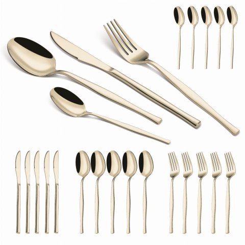 KOMPLET SZTUĆCÓW 24-ELE DLA 6 OSÓB BŁYSZCZĄCE SZAMPAŃSKIE BERLINGER HAUS BH-3064