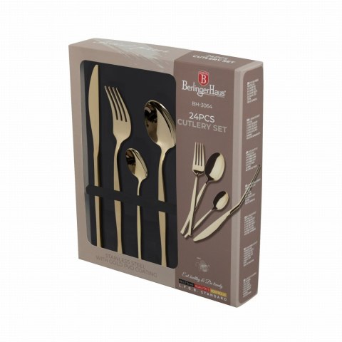 KOMPLET SZTUĆCÓW 24-ELE DLA 6 OSÓB BŁYSZCZĄCE SZAMPAŃSKIE BERLINGER HAUS BH-3064