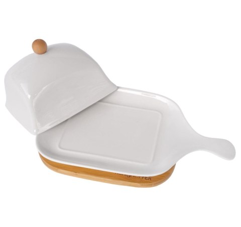 MASELNICZKA PORCELANOWA Z DREWNIANĄ PODSTAWĄ KONIGHOFFER KG-0616