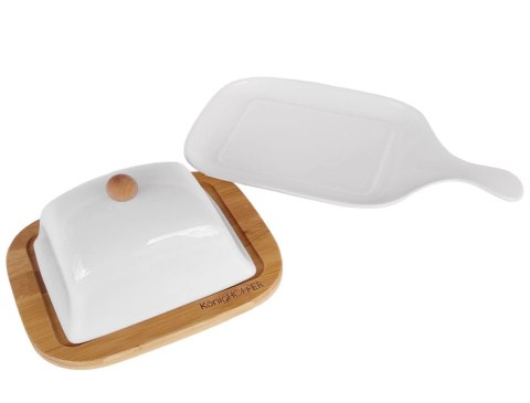 MASELNICZKA PORCELANOWA Z DREWNIANĄ PODSTAWĄ KONIGHOFFER KG-0616