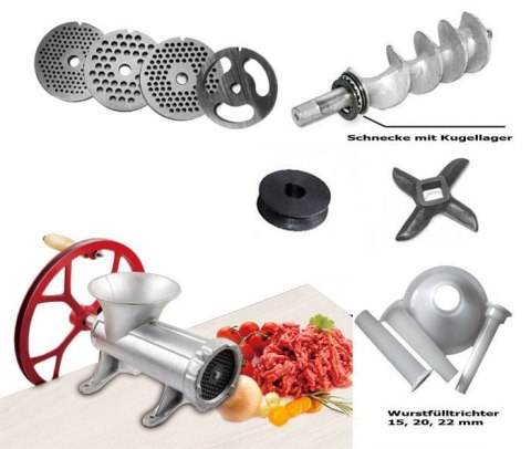 MASZYNKA ŻELIWNA DO MIELENIA MIĘSA #32 z KOŁEM KiNGHOFF KH-1432