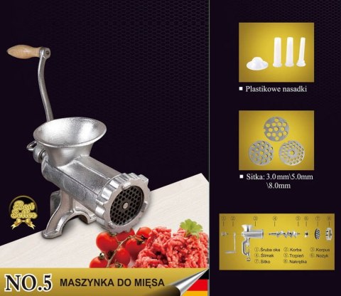 MASZYNKA ŻELIWNA DO MIELENIA MIĘSA #5 BRUNBESTE BB-2505