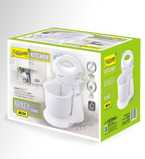 MIKSER Z MISĄ OBROTOWĄ 300W MAESTRO MR-554 BIAŁY