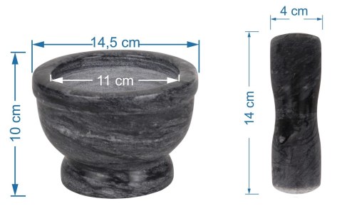 MOŹDZIERZ GRANITOWY 15 x 10CM ROSSNER B1590 Czarny