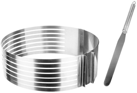 OBRĘCZ REGULOWANA DO KROJENIA TORTU 25-30CM Z NOŻEM BRUNBESTE BB-1161