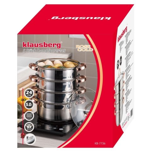 PAROWAR GARNEK ZESTAW DO GOTOWANIA NA PARZE 24CM 5 EL. KLAUSBERG KB-7736