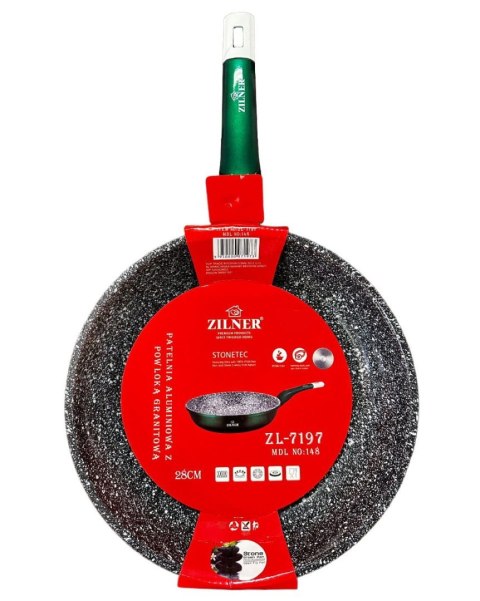 PATELNIA 28CM MARMUROWO-CERAMICZNA ZILNER STONETEC EMERALD ZL-7197-G