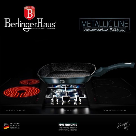 PATELNIA GRANITOWA GRILL 28CM BERLINGER HAUS METALLIC AQUAMARINE BH-1873