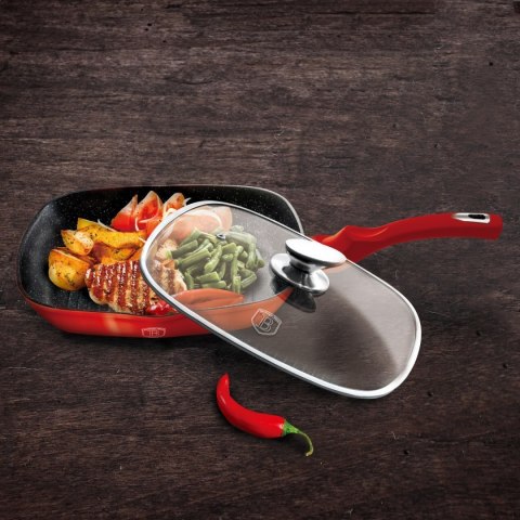 PATELNIA GRANITOWA GRILL 28CM BERLINGER HAUS METALLIC LINE BURGUNDY BH-1613-N