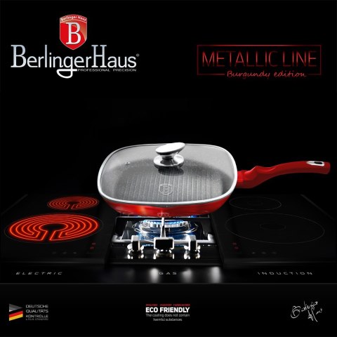 PATELNIA GRANITOWA GRILL 28CM BERLINGER HAUS METALLIC LINE BURGUNDY BH-1613-N