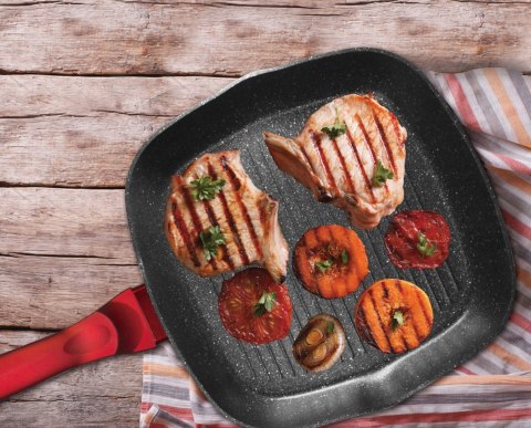 PATELNIA GRANITOWA GRILL 28CM BERLINGER HAUS METALLIC LINE BURGUNDY BH-1613-N